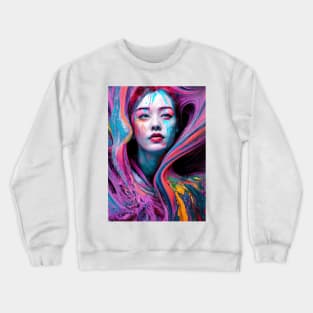 Painted Insanity Dripping Madness 6 - Abstract Surreal Expressionism Digital Art - Bright Colorful Portrait Painting - Dripping Wet Paint & Liquid Colors Crewneck Sweatshirt